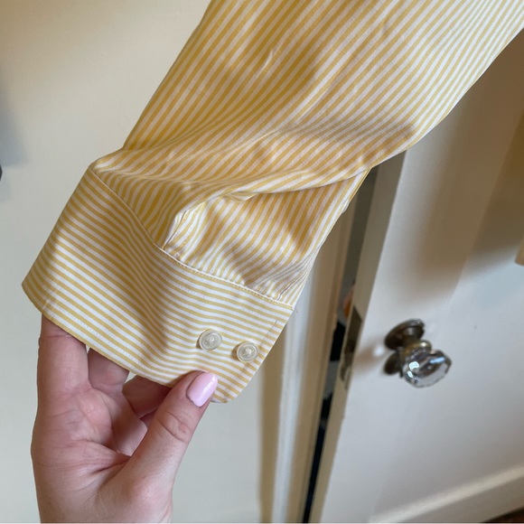 Eddie Bauer Yellow & White Striped Button-Down Collared Long Sleeve Shirt - L - Picture 3 of 12